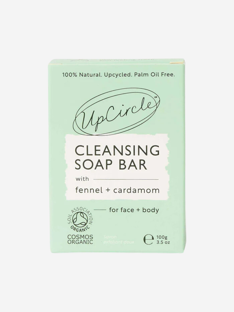 Upcircle Beauty cleansing soap bar package. 