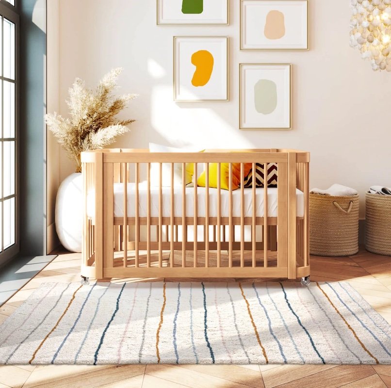 Wooden Baby Cot Adjustable Height Bed