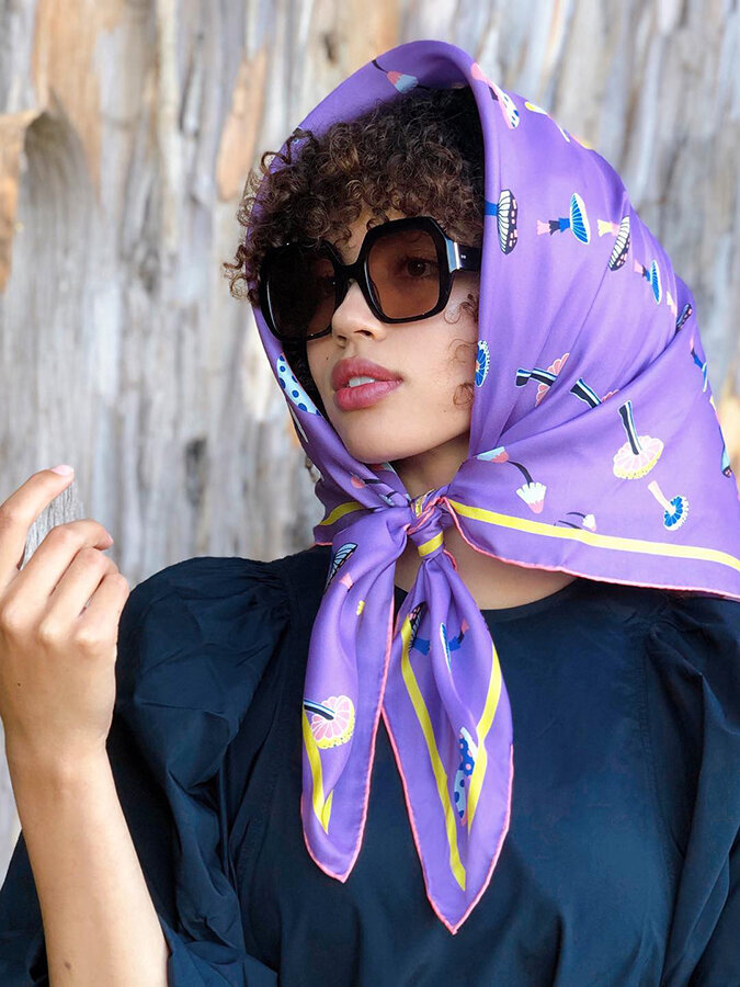  59 Mulberry Silk Like Head Scarf Womens Fashion