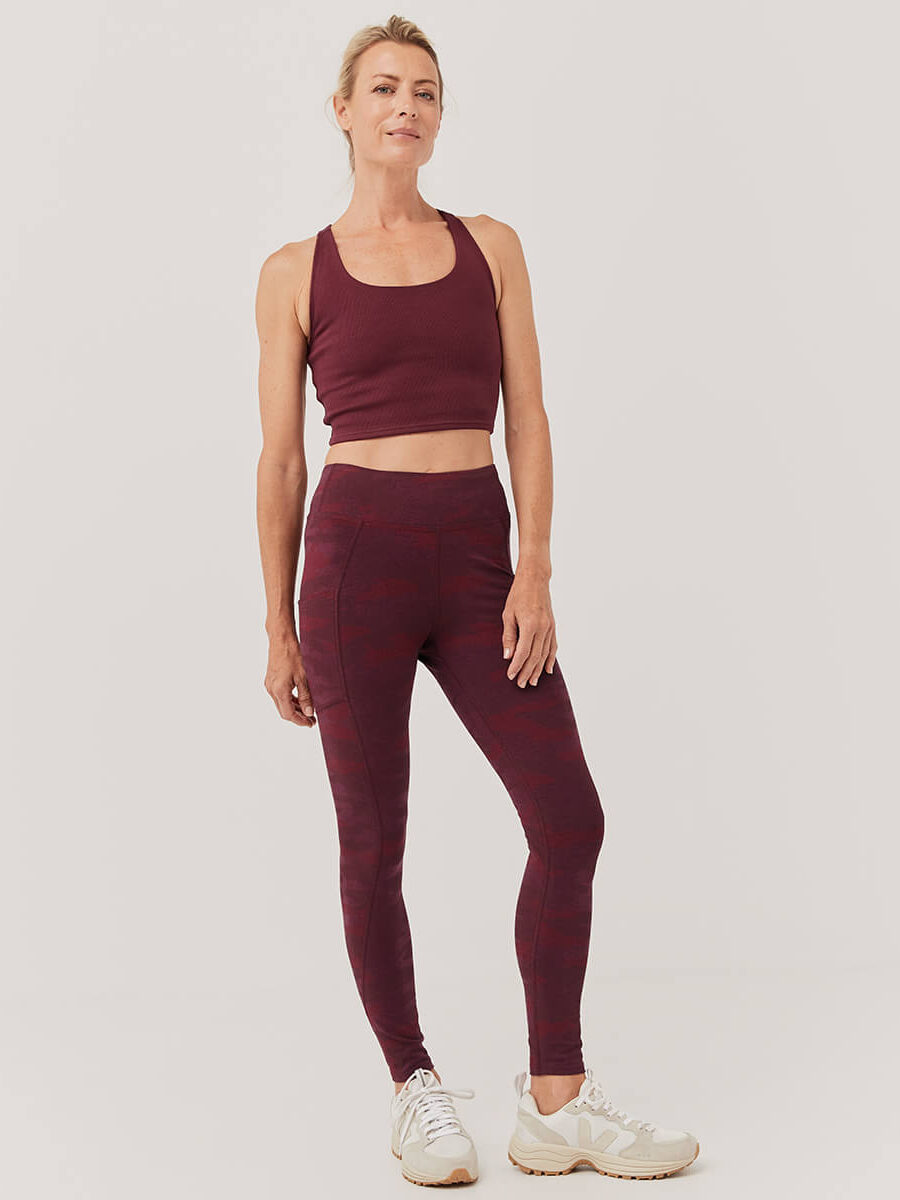 Ekohelsinki - Yoga Pocket Leggings in burgundy, organic cotton, by