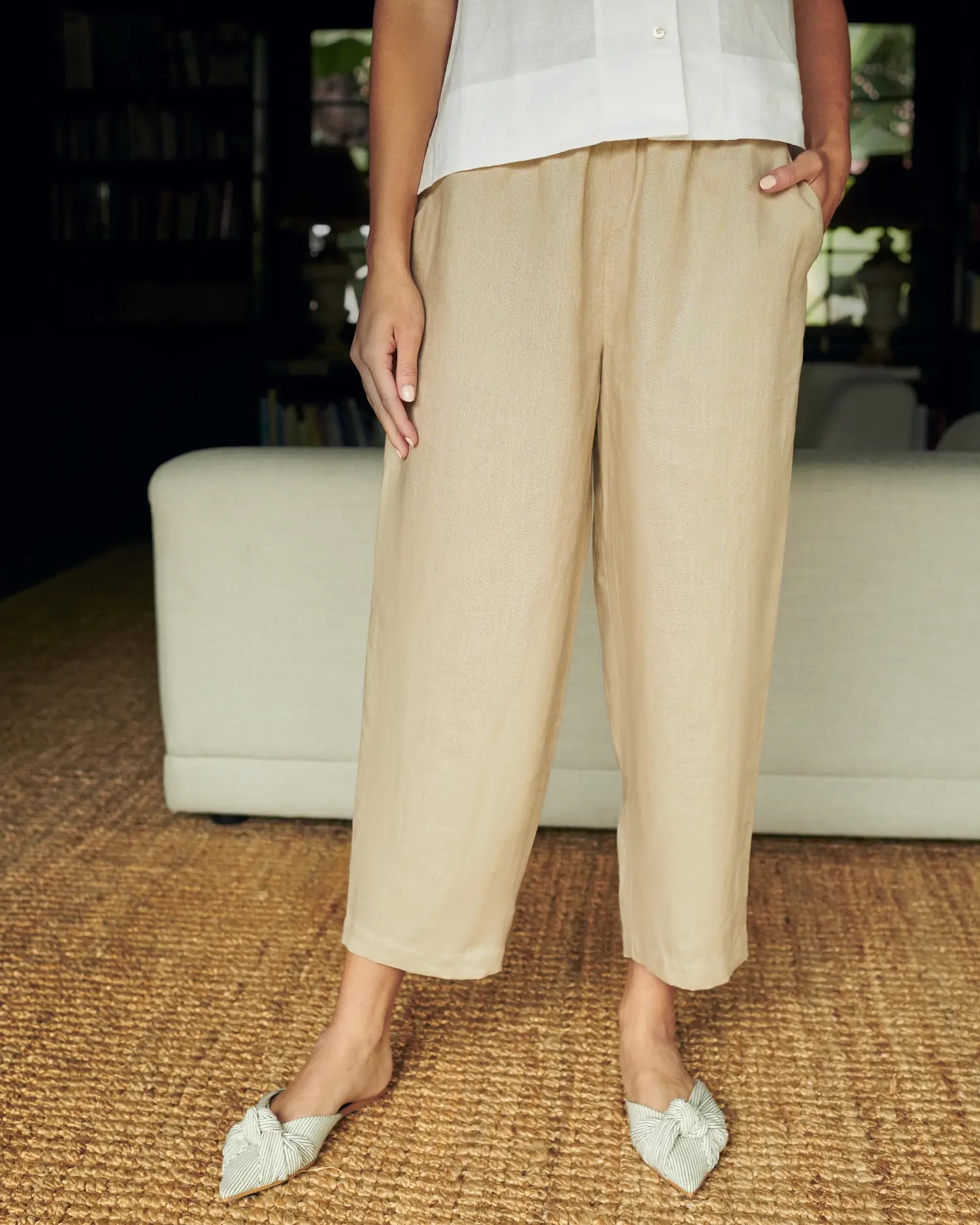  Womens Summer Linen Pants Casual 2024 Trendy Loose