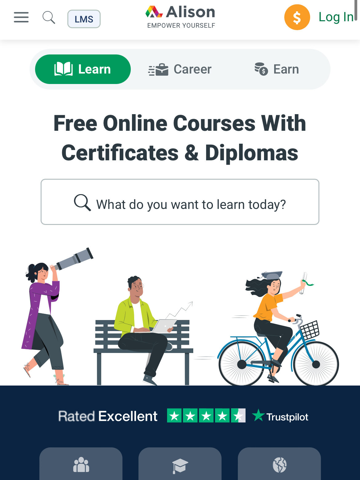 A screenshot of the Alison online learning platform. 