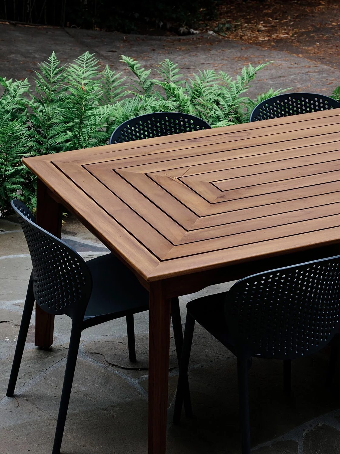 A wooden outdoor dining set from MasayaCo. 