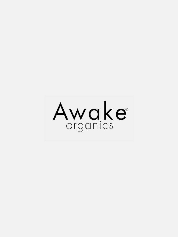 Logo of "Awake Organics" featuring the text in black stylized font on a white background.