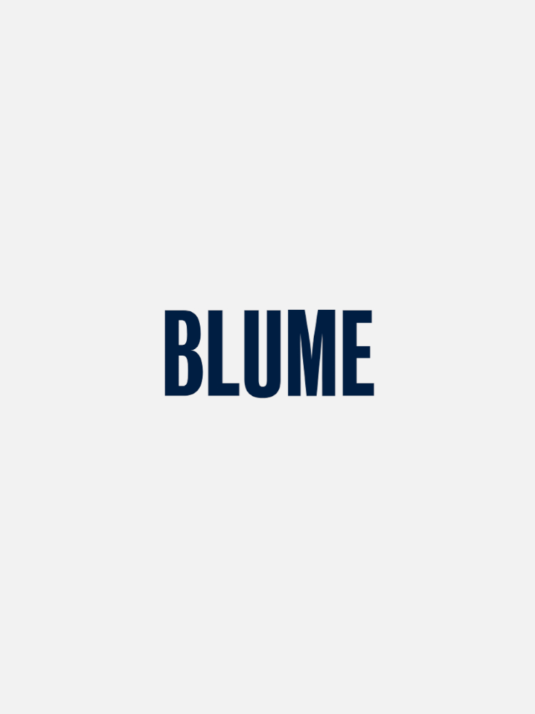 White background with the word "BLUME" in bold, dark blue capital letters.