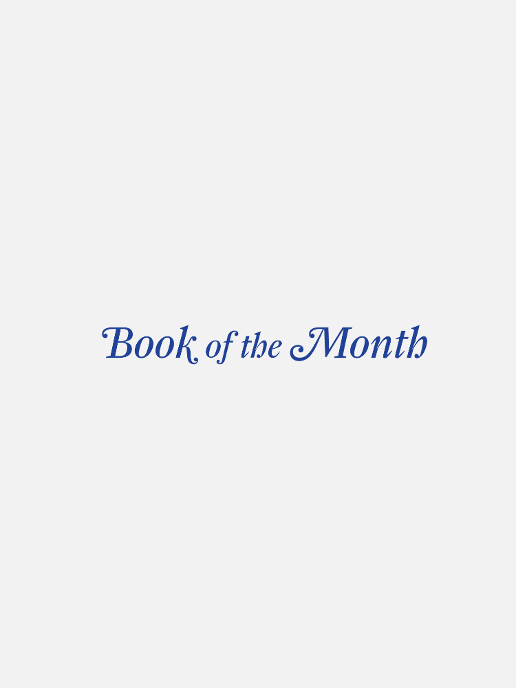The text "Book of the Month" is displayed in blue cursive font on a plain white background.