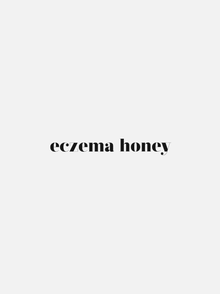 Text reading "eczema honey" in black, lowercase letters on a plain white background.