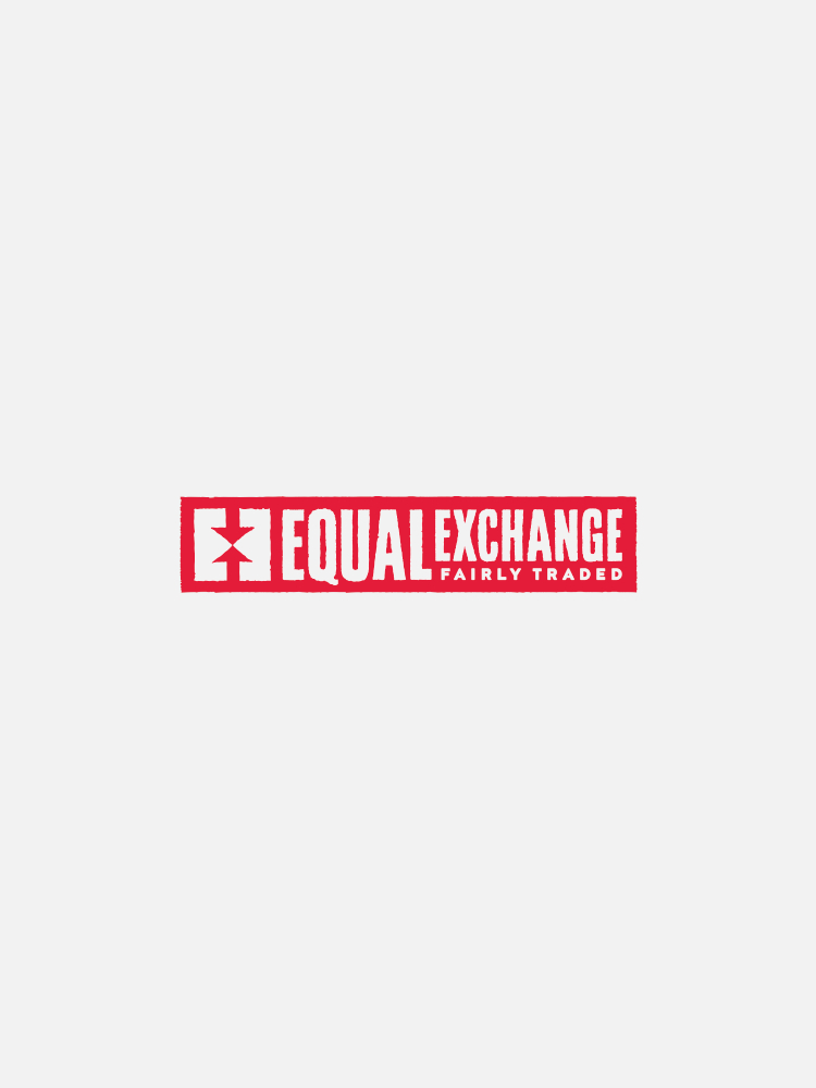 Red and white logo of Equal Exchange with the text "FAIRLY TRADED" on a clean white background.