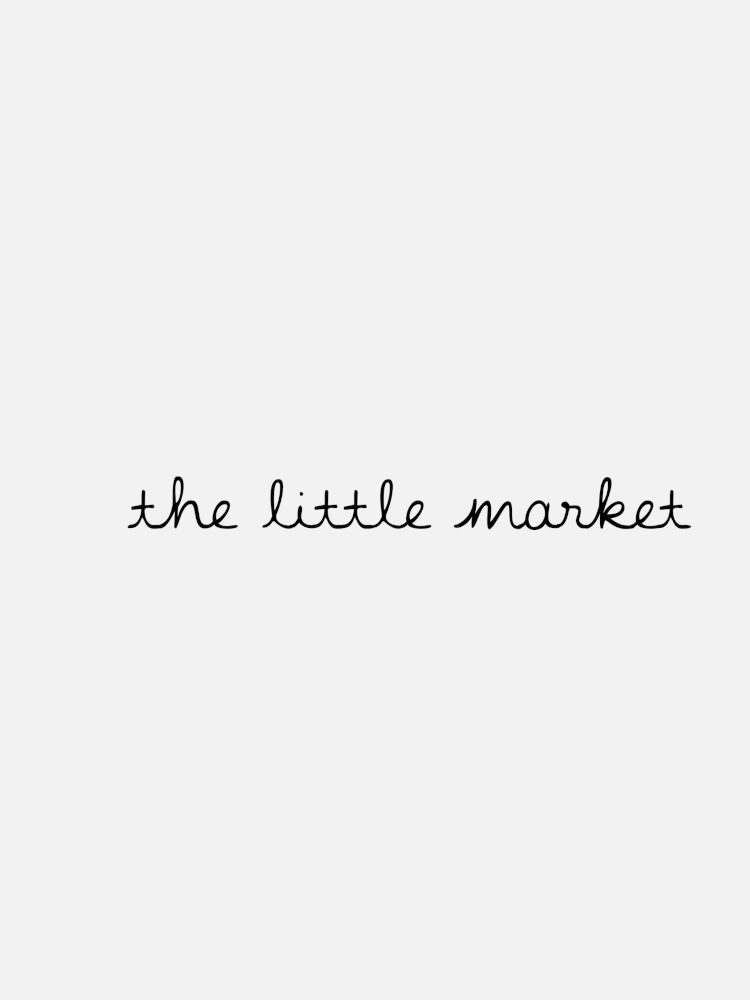 The little market" is written in black cursive text on a light grey background.