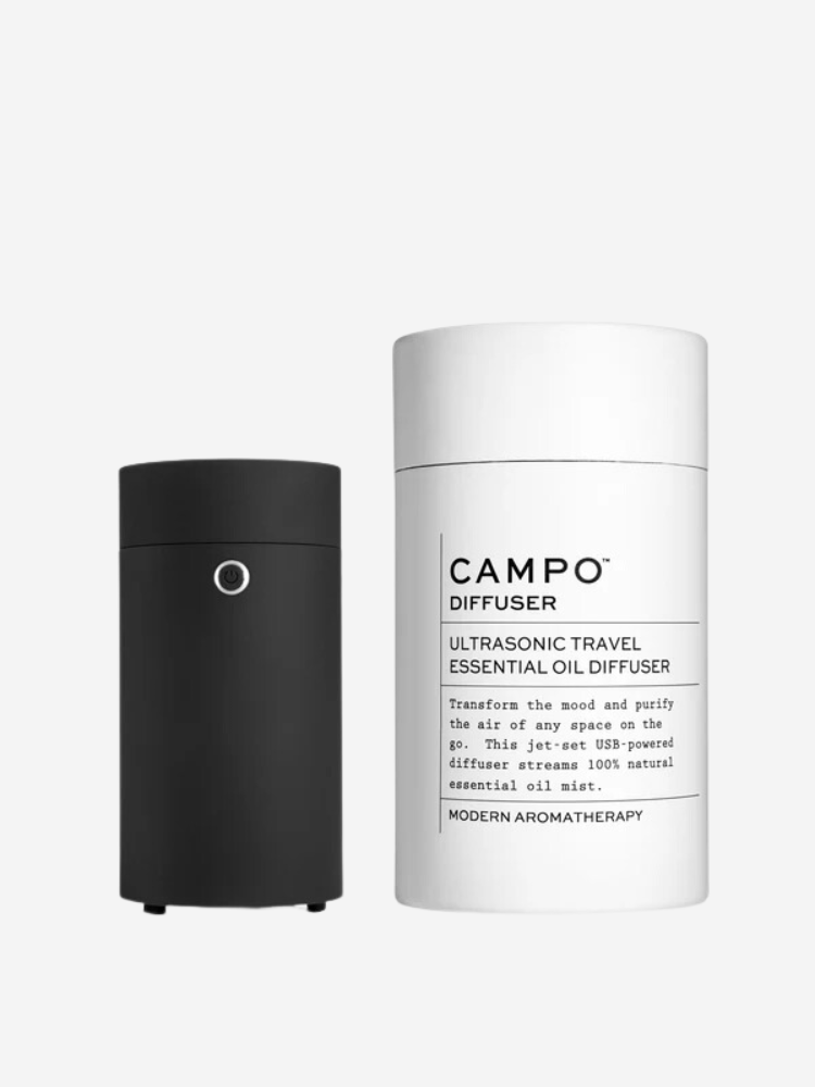 A CAMPO travel diffuser in black. 