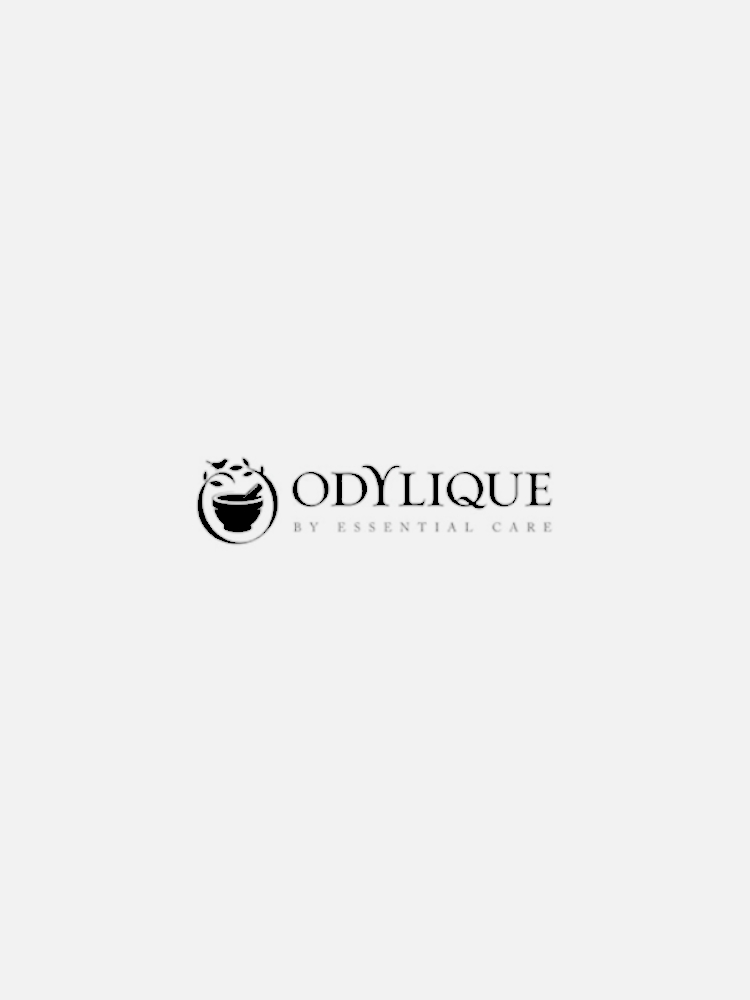 Logo of "Odylique by Essential Care" with a stylized circular design featuring a smiling face and leaves.