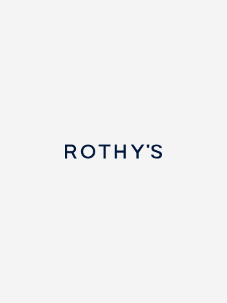 The image shows the Rothy's logo with the brand name centered in blue text on a white background.