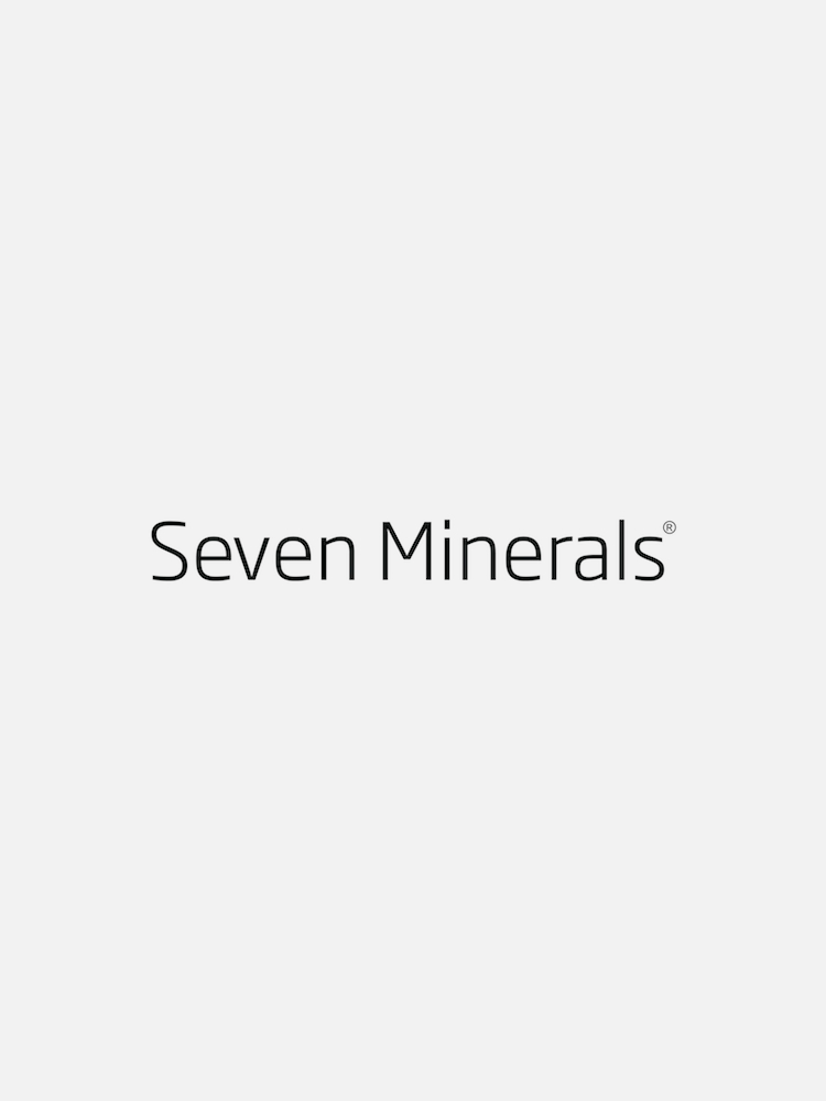 The image shows a white background with the text "Seven Minerals®" in black font in the center.
