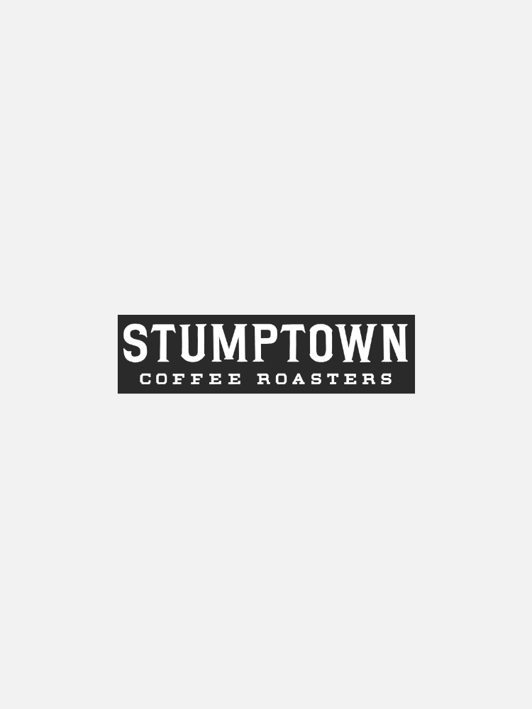 Stumptown Coffee Roasters logo with white text on a black rectangle background.