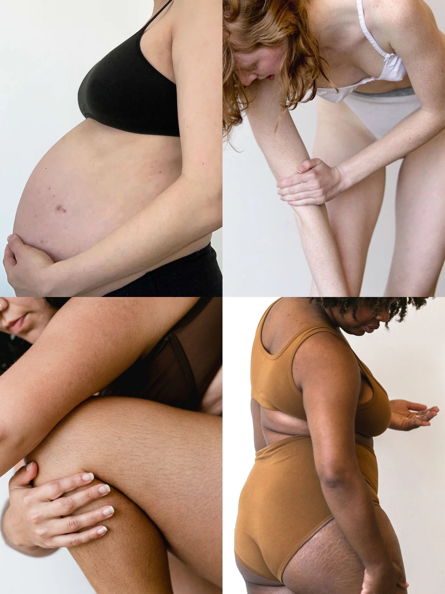 A collage of models applying the cocokind body lotion. 