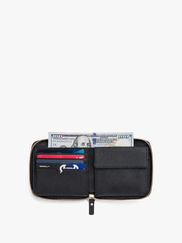 An open Lo & Sons wallet. 