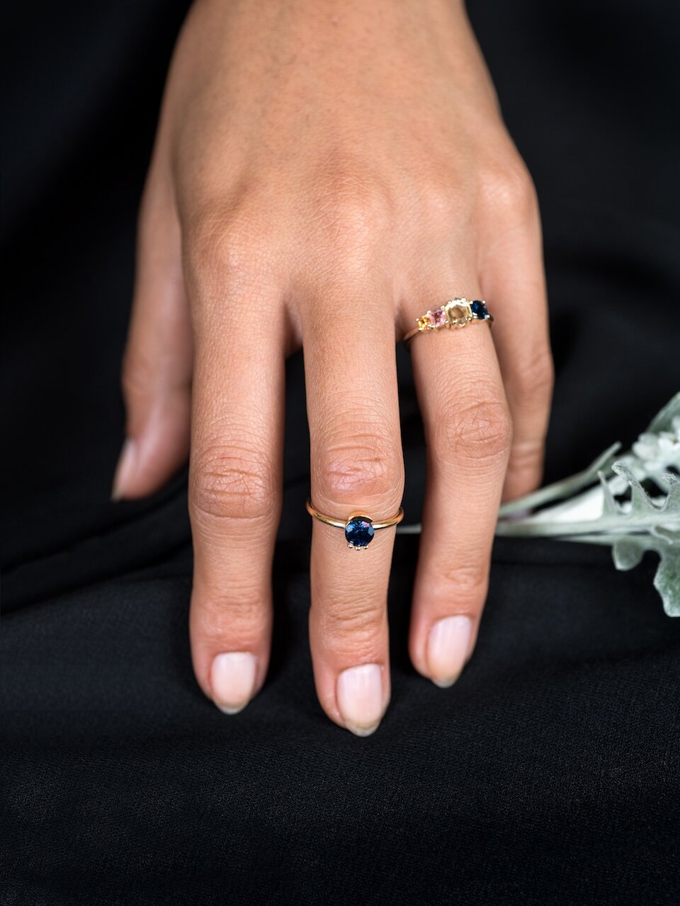 A model wearing a Bario Neal engagement ring. 