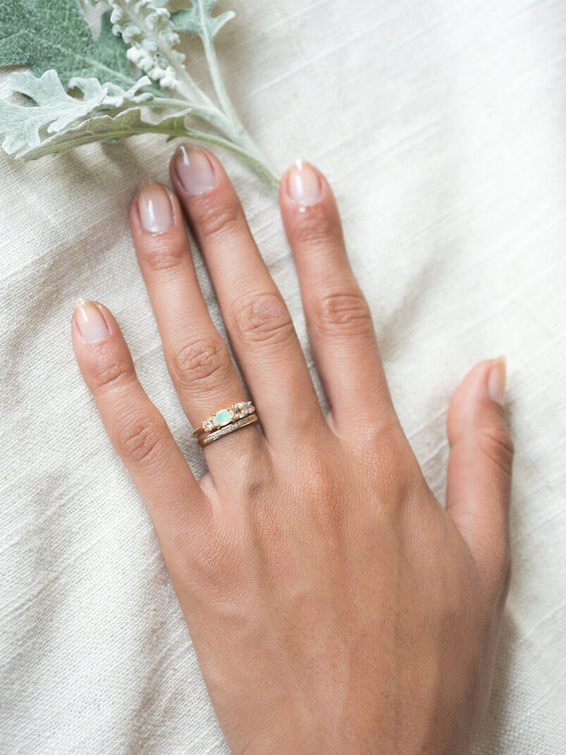 A model wearing a Bario Neal engagement ring. 