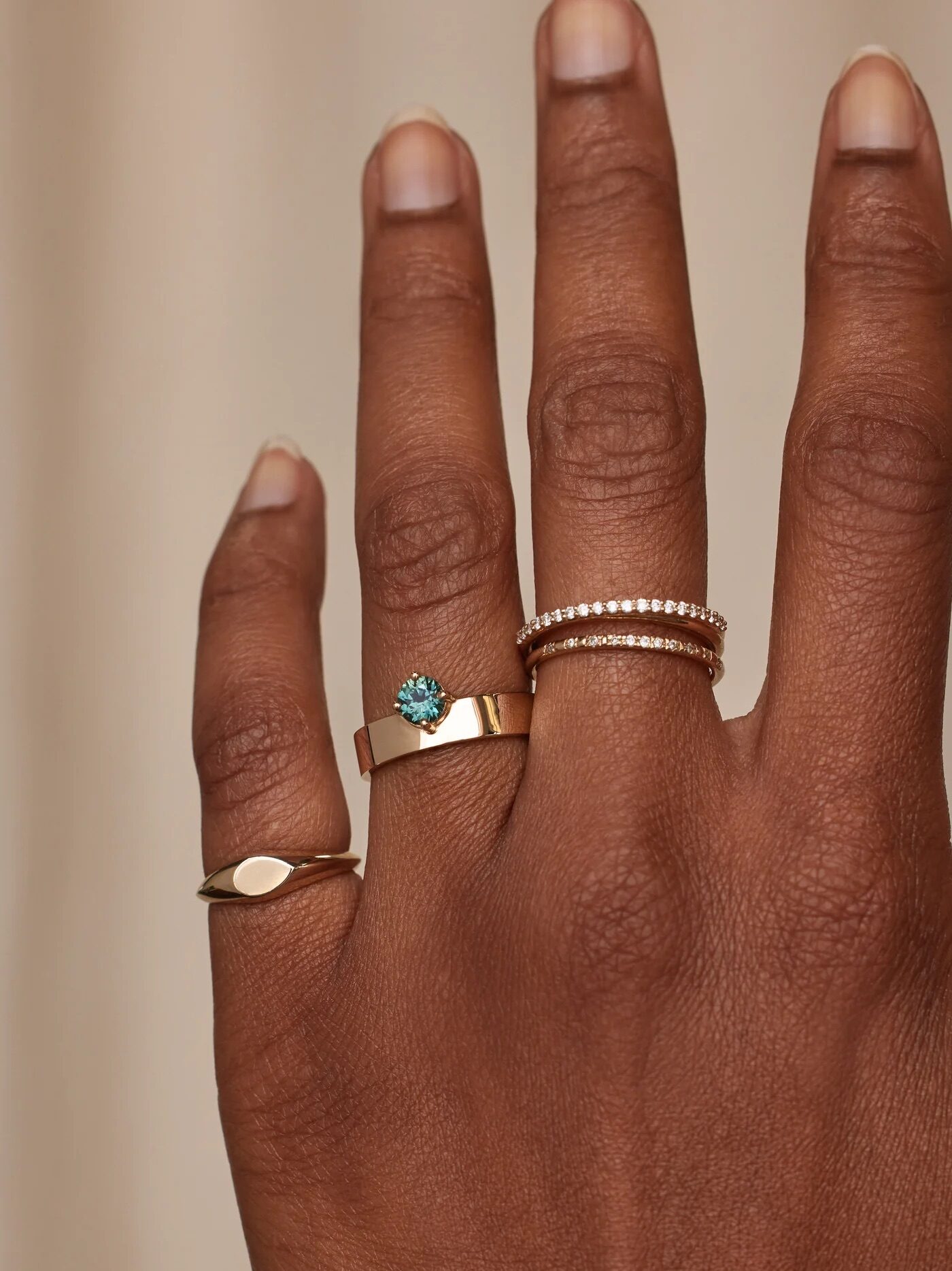 A model wearing WWAKE rings.