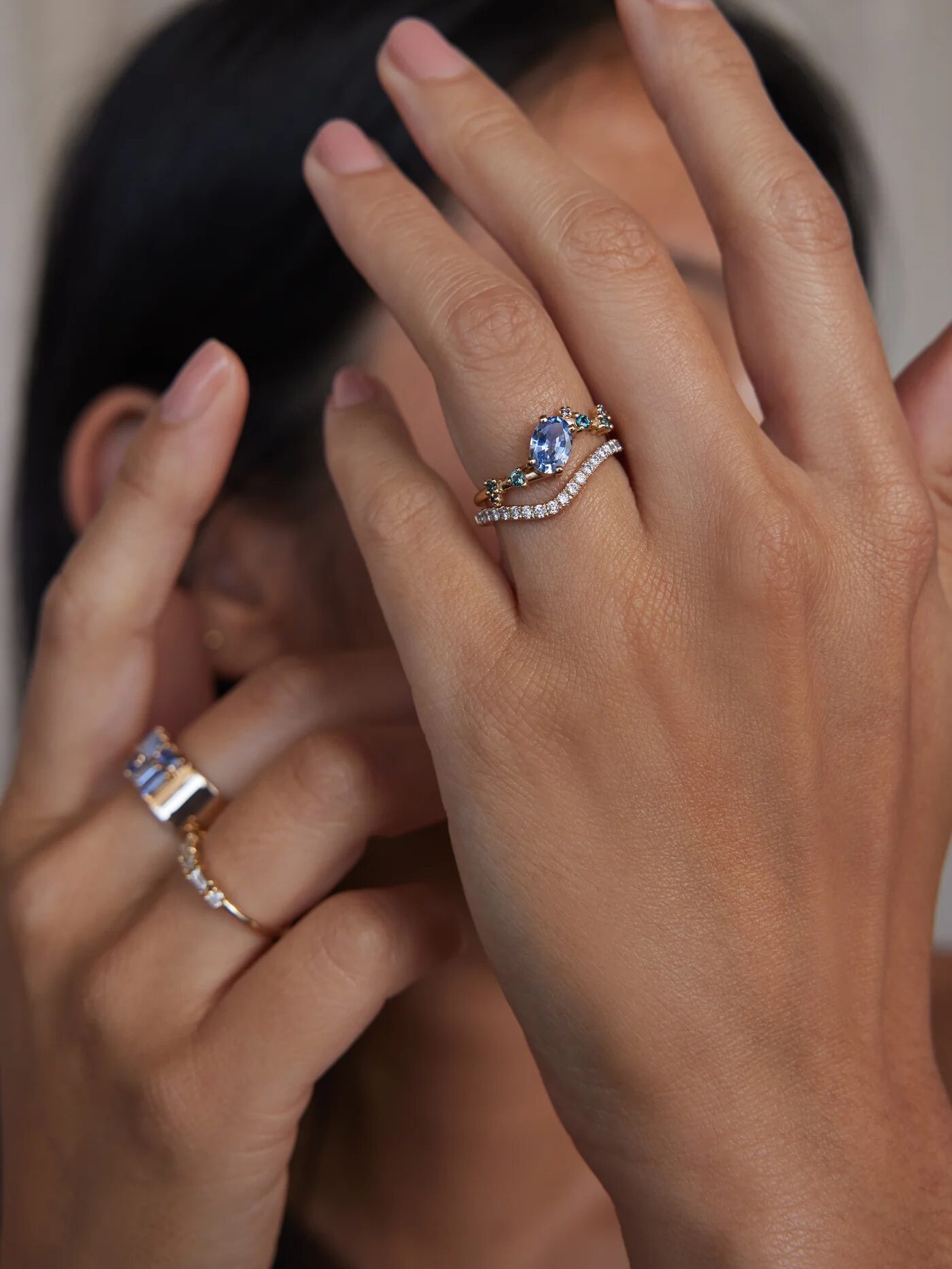 A model wearing WWAKE rings.