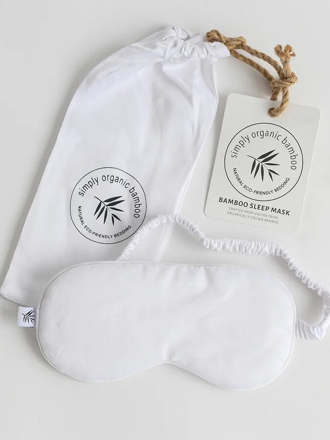 Simply Organic Bamboo sleep mask and packaging. 