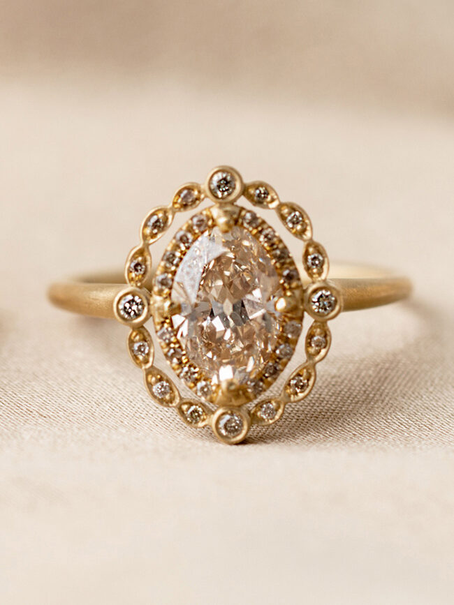 A Sofia Kaman engagement ring. 