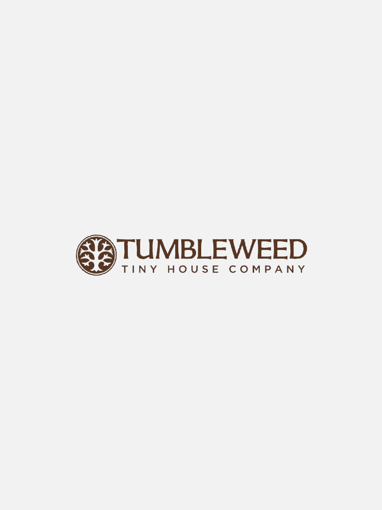 Logo of Tumbleweed Tiny House Company, featuring the company name in brown text with a circular tree icon to the left of the text.